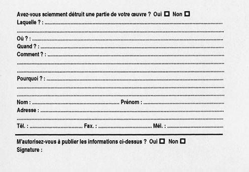 Questionnaire (recto)